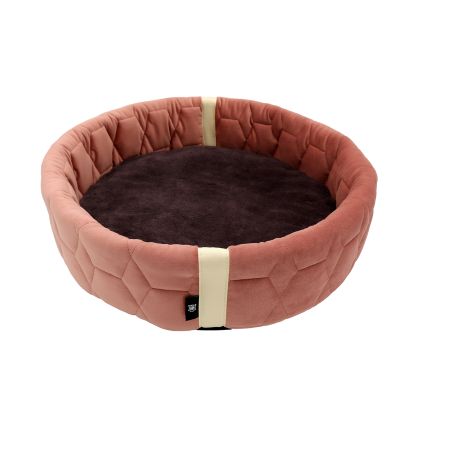 Lammfellbett Rund Samt misty rose/pflaume ca. 45cm Durchmesser