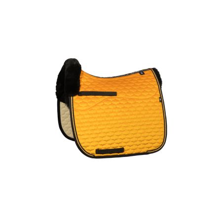 Lammfell Schabracke Dressur Gr.L Samt orange/schwarz