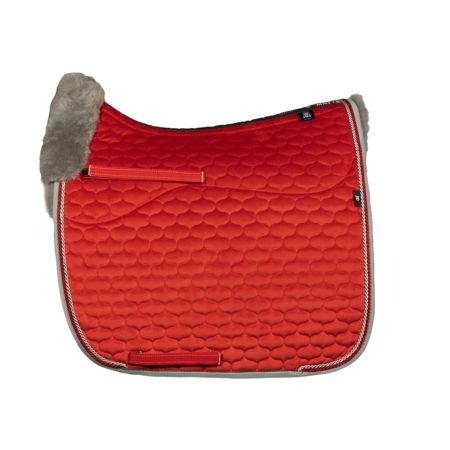 Lammfell Schabracke Dressur Gr.L Samt rot/grau