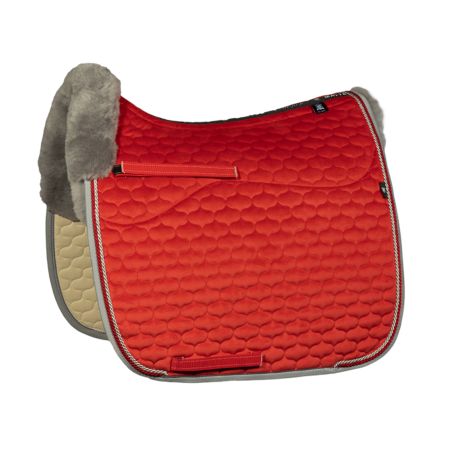 Lammfell Schabracke Dressur Gr.L Samt rot/grau