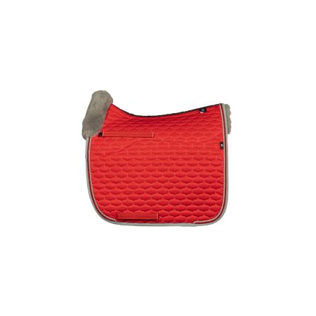 Lammfell Schabracke Dressur Gr.L Glanz rot/grau