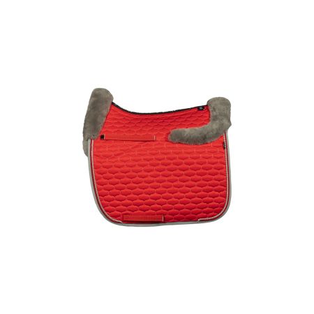 Lammfell Schabracke Dressur Gr.L Glanz rot/grau