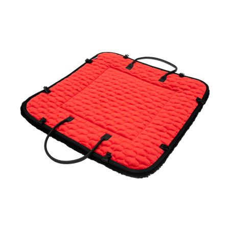 Lammfell-Kuschelbett für Hunde & Katzen Samt rot/schwarz  60x60cm