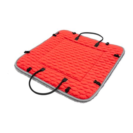 Lammfell-Kuschelbett für Hunde & Katzen Samt rot/grau  60x60cm