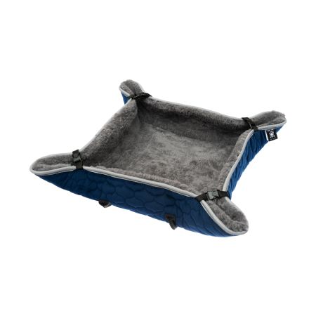 Lammfell-Kuschelbett für Hunde & Katzen Samt blau/grau  60x60cm