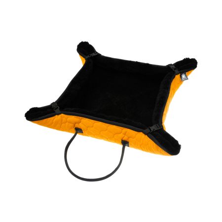 Lammfell-Kuschelbett für Hunde & Katzen Samt orange/schwarz  60x60cm