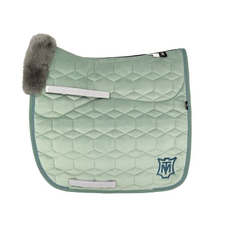 Lammfell Schabracke Dressur Gr.L Samt pale jade/grau
