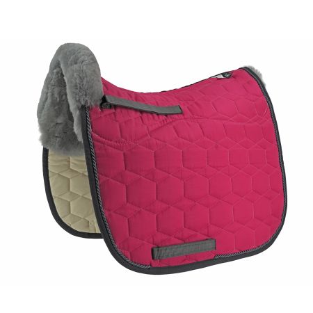 Lammfell Schabracke Dressur Gr.L  Glanz  orchidee/grau