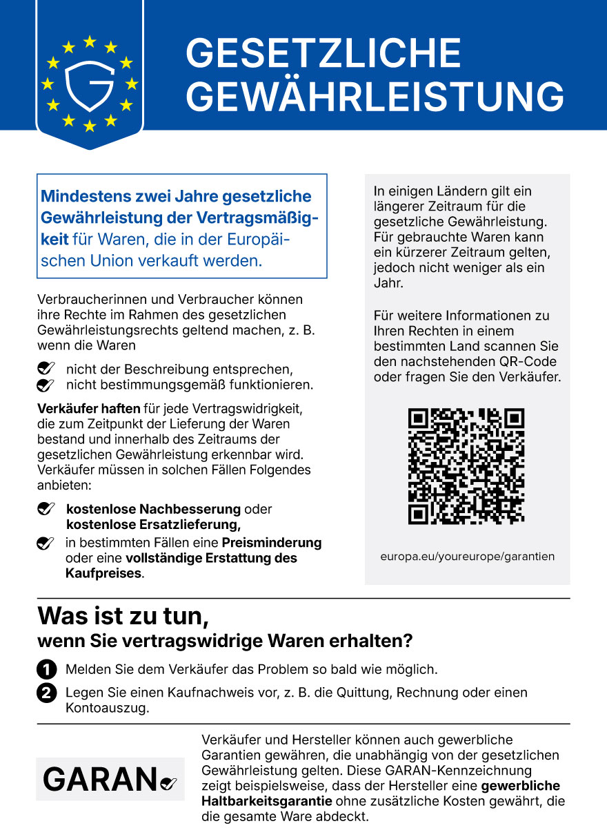 Informationen zur gesetzlichen Gewährleistung in der EU